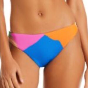 SANCTUARY BOLD PRINTED CINCHED BIKINI BOTTOM  NWT. LARGE. HTF